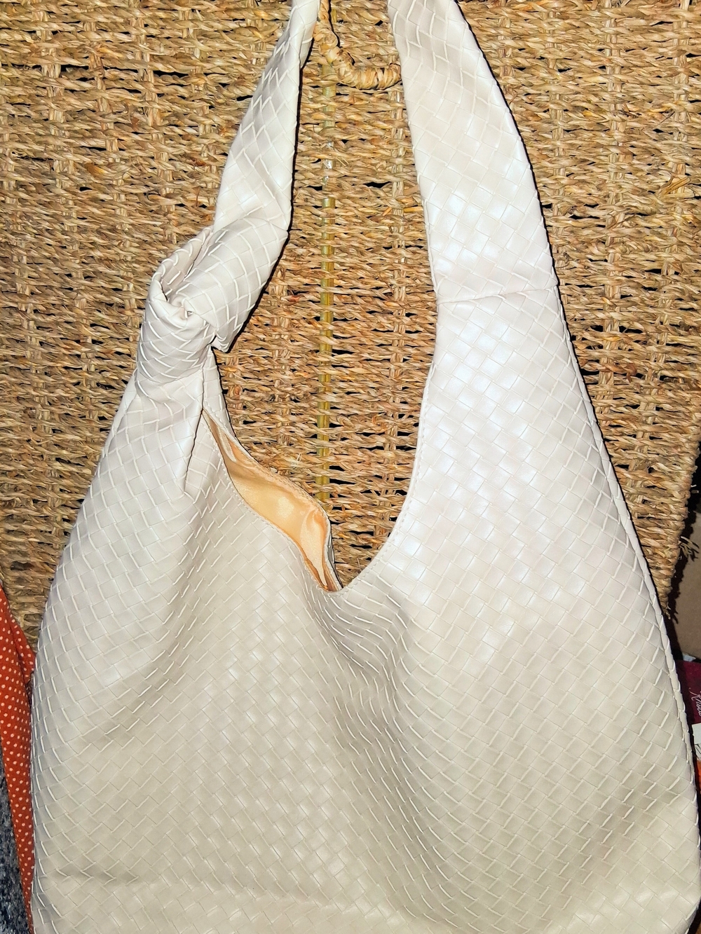 Woven Hobo Shoulder Bag - Cream